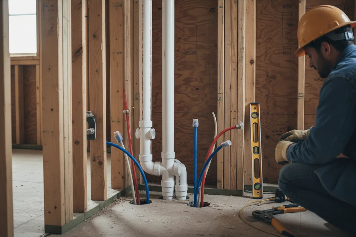 Drain and supply rough-in during Drain Cleaning in Saint Albans