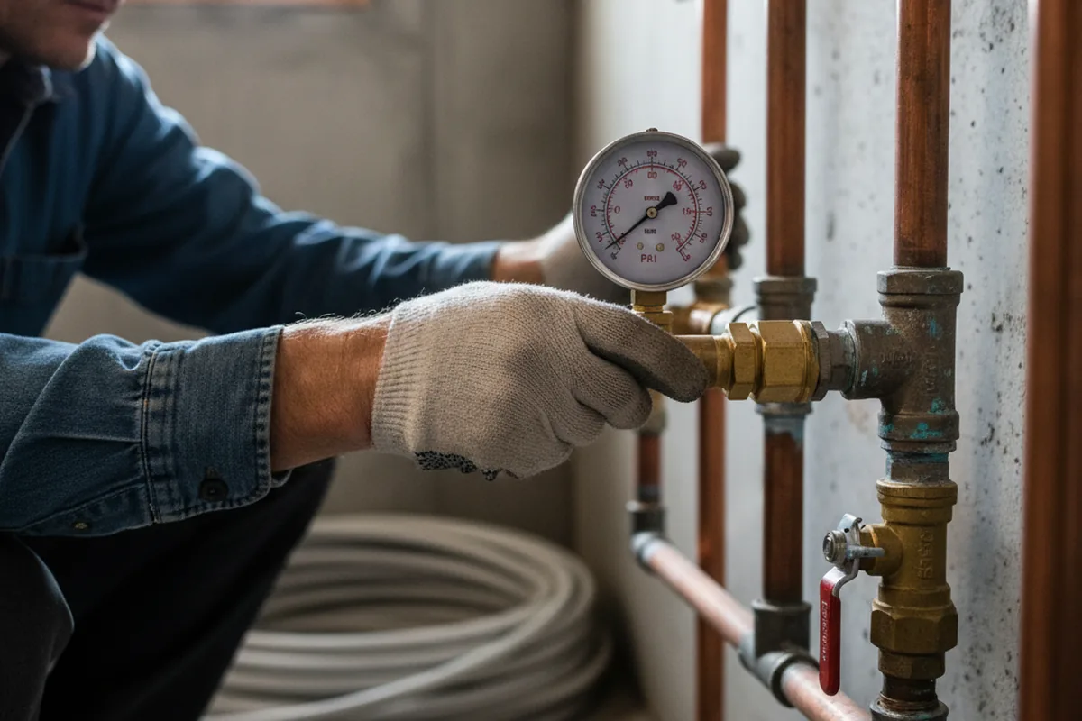 Pressure testing a repaired line during Water Line Repair in Saint Albans